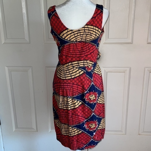 Trashy Diva Red, Blue And Yellow Print Retro Pinup Style Sleeveless Dress - Picture 2 of 5